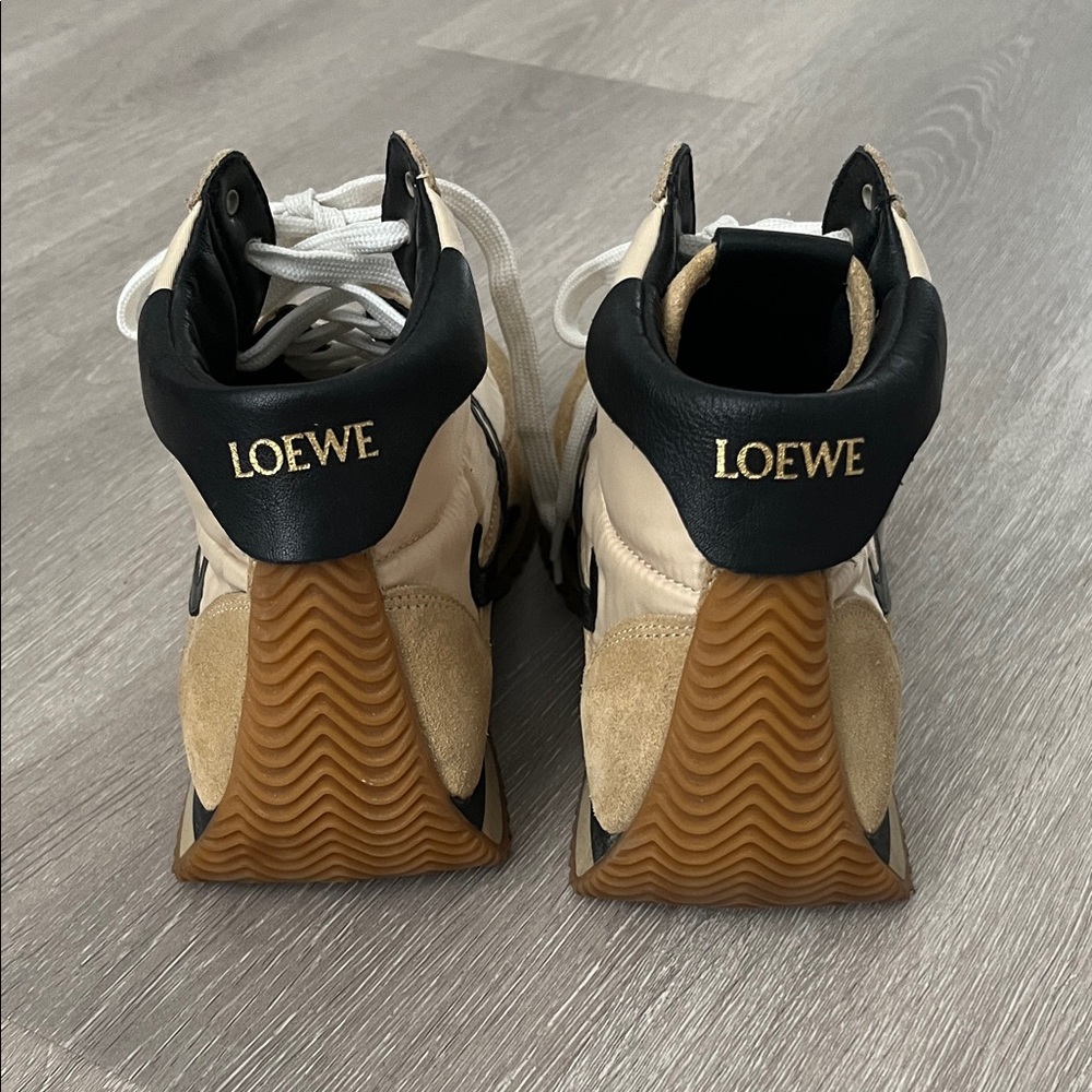 Loewe Beige and Black High-Top Sneakers - Picture 4 of 6